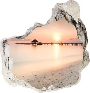 Fototapet 3D gaură în perete plaja Maldive