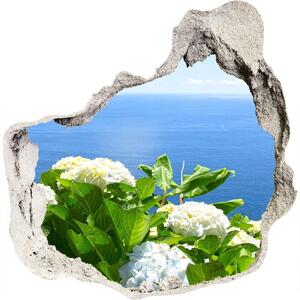 Autocolant de perete gaură 3D Flori la malul mării