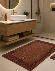 Set Covor baie, Clasic, Covor 100% Bumbac, Dimensiunea 60x100 50x80 cm, Maro 60 x 100/ 50 x 80