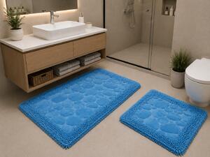 Covor baie, Pietre Albastru, Covor 100% Bumbac, Dimensiunea 60x100 50x80 cm 60 x 100/50 x 80