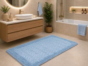 Covor baie, Rombs Albastru, Covor 100% Bumbac, Dimensiunea 60x100 50x80 cm 60 x 100