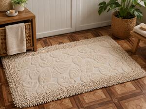 Covor baie, Leaves Cappuccino, Covor 100% Bumbac, Dimensiunea 60x100 50x80 cm, Cappuccino 60 x 100/50 x 80