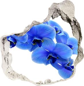Fototapet un zid spart cu priveliște albastru orhidee
