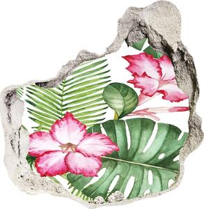 Autocolant 3D gaura cu priveliște flori tropicale