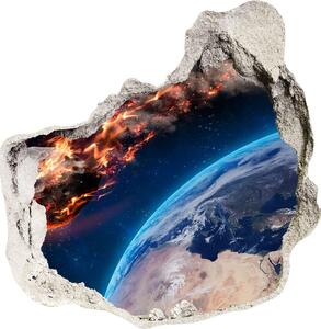 Autocolant un zid spart cu priveliște Un meteorit care se încadrează