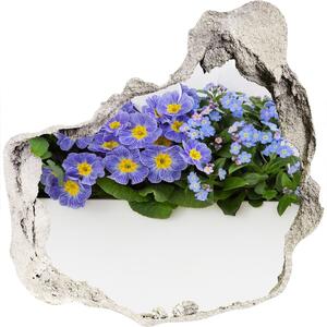 Autocolant 3D gaura cu priveliște flori albastre