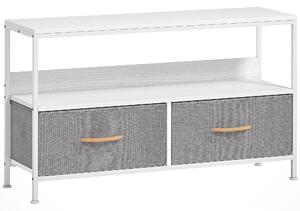 HOMCOM Mobilier TV pentru 47" cu Sertare Pliabile din Material Textil și Raft din Metal și MDF, 98x29x56 cm, Negru | Aosom Romania
