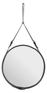 Adnet Wall Mirror Circular Ø70 Black Leather - GUBI