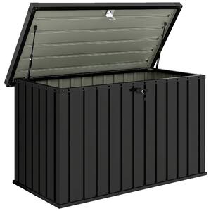 Outsunny Ladă de Depozitare Exterior 400L din Oțel Zincat, cu Încuietoare și 2 Chei, 124 x 66 x 72 cm, Negru | Aosom Romania