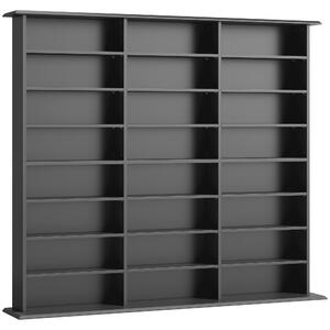 HOMCOM Dulap Suport Cd/dvd, Bibliotecă Con 8 Rafturi E 18 Rafturi Regolabili, Negru | Aosom Romania