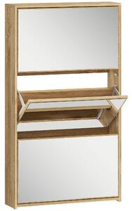 HOMCOM Dulap pentru Pantofi a Oglindă Con 3 Sertare a Rabatabil 65x17x114.5 cm Color Lemn | Aosom Romania
