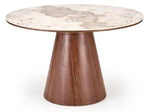 Masă Houston 2152Marmură brună, Nuc, 8cm, Piatră sinterizată, MDF, Furnir din lemn natural