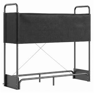 Outsunny Suport pentru Lemne de Foc pentru Interior și Exterior, Oțel Galvanizat cu Husă Oxford, 132x38x118 cm, Negru | Aosom Romania