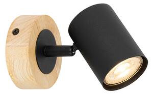 Spotlight modern negru cu lemn inclinabil - Jeana