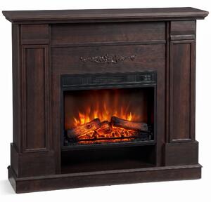 HOMCOM Șemineu electric de podea/încastrabil, 1800 W, cu ramă, raft pentru TV de până la 55", efect de flacără 3D și timer, maro | Aosom Romania