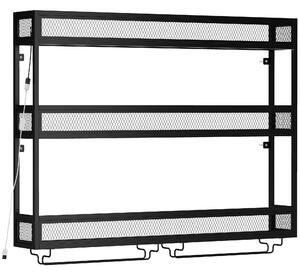 HOMCOM Suport de perete pentru vin cu LED, stil industrial, metal negru | Aosom Romania