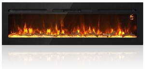 HOMCOM Șemineu electric de 170 cm, încastrabil sau de perete, 1500 W, timer 24 ore, flacără reglabilă, cristale | Aosom Romania