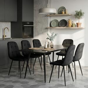 Set masă extensibilă Lisabona Negru Marmorat cu 6 Scaune Gya Negru