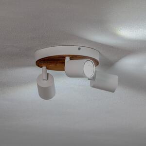 Envostar Tino Spot de tavan 3 becuri rotund alb/lemn, reglabil, Alb, Camera de zi / sufragerie, Metal