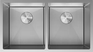 Chiuvetă Mexen Binox din oțel inoxidabil cu 2 compartimente, 800 x 450 mm, oțel periat, model fagure, 6421802000-01HC