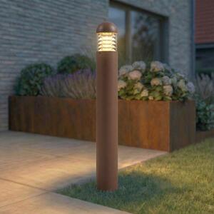 Lucande Bornă luminoasă LED pentru iluminat exterior Skagena, maro, înălțime 90, Maro / Rugină, Aluminiu, Modern