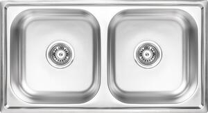 Kuchinox STANDARD, chiuvetă de bucătărie din oțel cu 2 compartimente 780x430x170 mm, SKS_020T