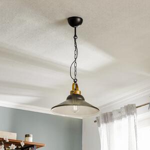 Luminex Lampă suspendată Iron, negru/alb/alamă antică, reglabil, Negru, Camera de zi / sufragerie, Metal, Vintage
