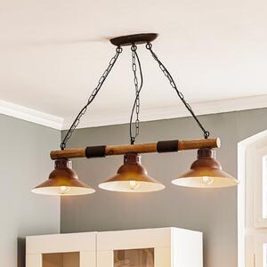 Luminex Lampă suspendată West cu abajururi din cupru, 3 becuri, reglabil, Lemn, Camera de zi / sufragerie, Lemn, Casă de țară / Rustic