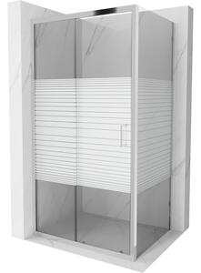 Mexen Apia, cabină de duș cu ușă glisantă 100 (uşă) x 70 (perete) cm, sticlă cu dungi incolore 6 mm, profil cromat, 840-100-070-01-20