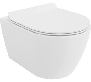 Mexen Carmen, vas WC suspendat 490x365x340 mm, Rimless Tornado + scaun WC duroplast, alb lucios, 30880100T