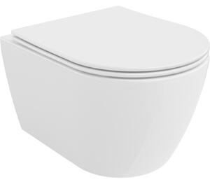 Mexen Carmen, vas WC suspendat 490x365x340 mm, Rimless Tornado + scaun WC duroplast, alb lucios, 30880400T