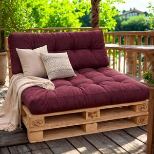 Set 2 perne groase pentru paleti gradina, saltea si spatar, Mov Pruna
