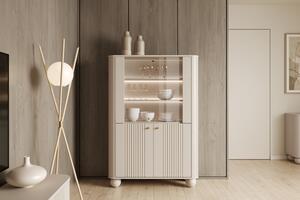 Vitrină cu patru uși Vesper 103 cm - cașmir / mânere aurii / picioare sferice