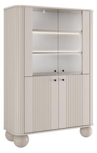 Vitrină cu patru uși Vesper 103 cm - cașmir / mânere negre / picioare rotunde