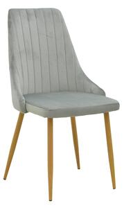 Scaun Bucatarie/Dining Azmer Catifea Gri, Picioare Metalice Finisaj Lemn