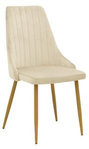 Scaun Bucatarie/Dining Azmer Catifea Bej, Picioare Metalice Finisaj Lemn