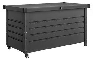 Outsunny Ladă 430L, Recipient Metalic cu Capac Blocabil, Roți, Mânere Laterale, Gri | Aosom Romania
