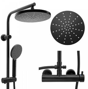 Erga Dubai, set de duș cu baterie și cap de duș 23 cm, negru mat, ERG-YKA-BP.DUBAJ23-BLK