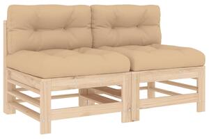 Canapele de mijloc cu perne, 2 buc., lemn masiv de pin