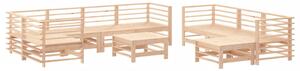 Set mobilier de grădină cu perne, 10 piese, lemn masiv
