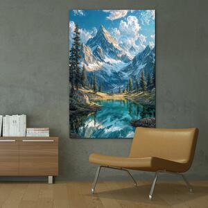 DUBLEZ | Tablou modern natural - Munți, pădure și lac | Imprimare UV premium