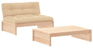 Set mobilier de grădină cu perne, 2 piese, lemn masiv