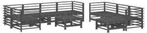 Set mobilier de grădină cu perne, 10 piese, negru, lemn masiv