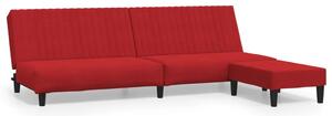 Canapea extensibilă cu taburet, 2 locuri, roșu vin, canapea