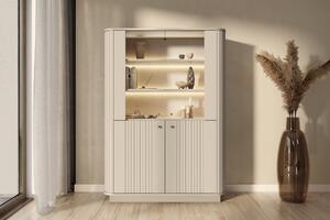Vitrină cu patru uși pe soclu Vesper 103 cm - cașmir / mânere aurii