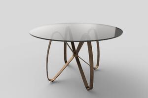 Masa LUNGO, maro/auriu, sticla securizata/metal, 120x120x76 cm