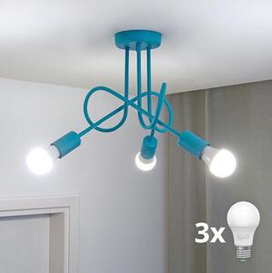 Lustră LED aplicată pentru copii OXFORD, 3xE27/15W/230V, albastră