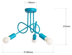Lustră LED aplicată pentru copii OXFORD, 3xE27/15W/230V, albastră