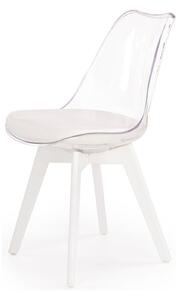 Scaun bucatarie K245, alb/transparent, piele ecologica/policarbonat, 4