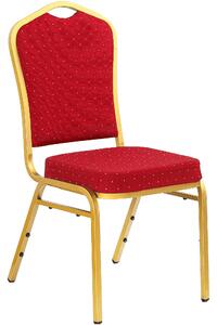 Scaun conferinta K66, rosu/auriu, stofa clasica/metal, 45X48X93 CM